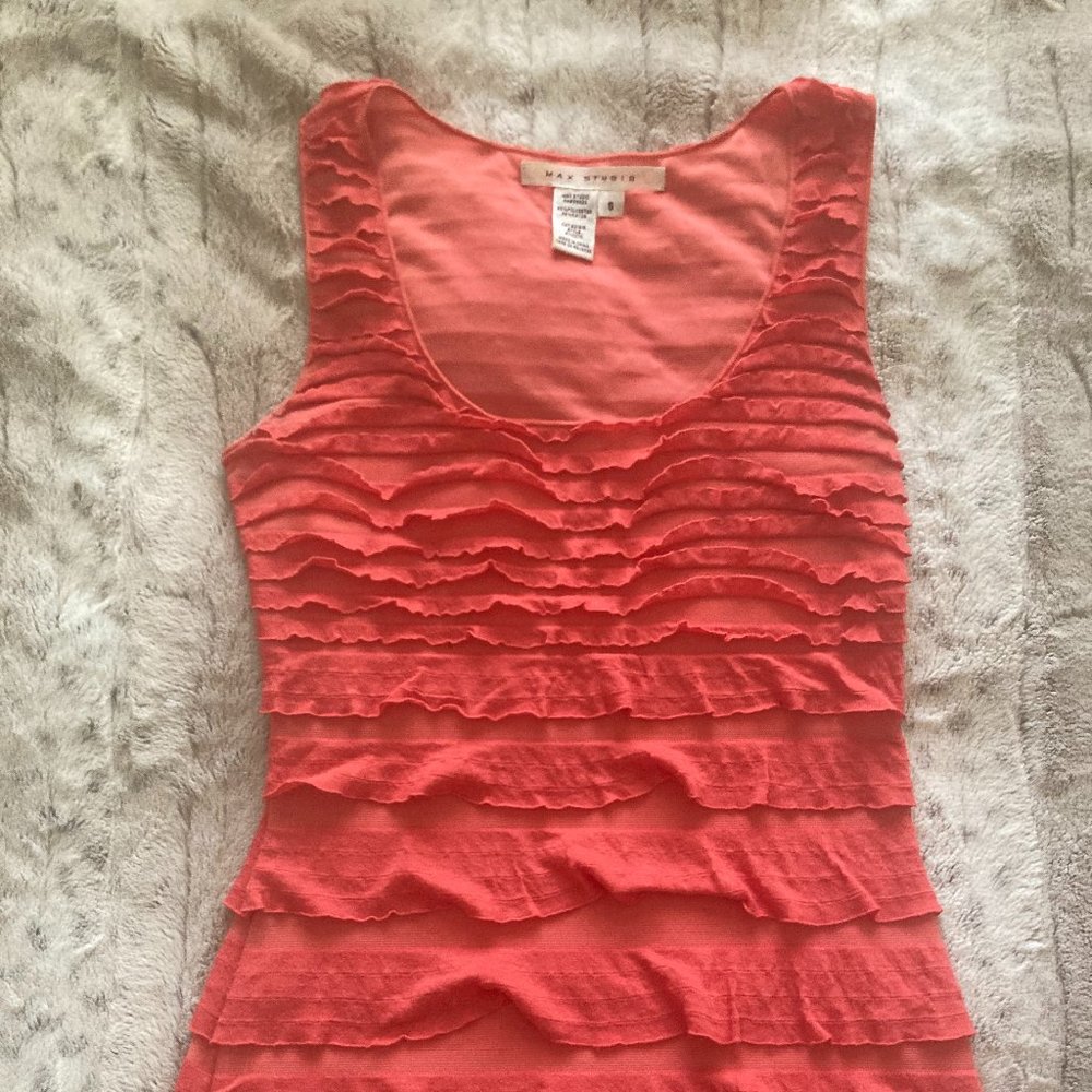 MAX STUDIO Ruffle, Coral Tank Top